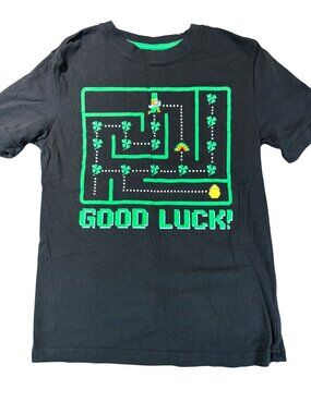 St. Patrick's Day Good Luck Gold Gamer George Boys Cotton T-Shirt (SKU: 164B)